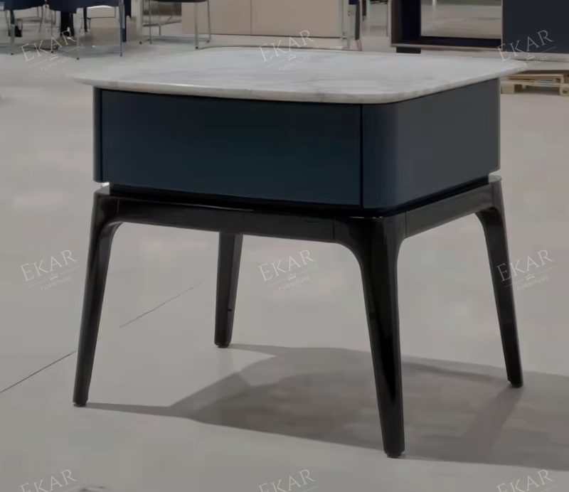 Modern Nightstand with Drawer and Open Shelf for Bedroom Storage