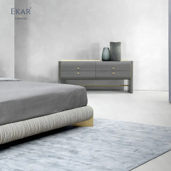 Modern Solid Wood Bedroom Dresser with Metal Accent Strips