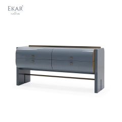 Modern Solid Wood Bedroom Dresser with Metal Accent Strips