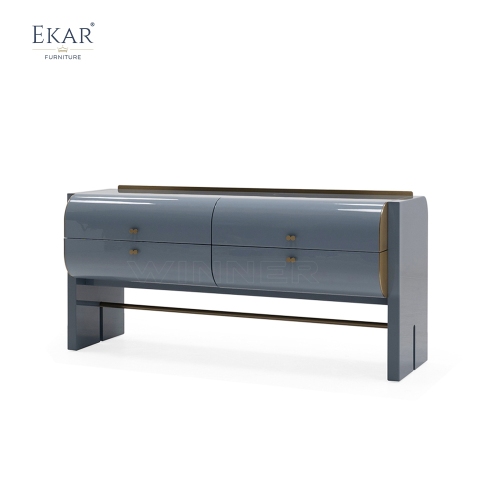 Modern Solid Wood Bedroom Dresser with Metal Accent Strips