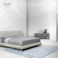 Modern Solid Wood Bedroom Dresser with Metal Accent Strips