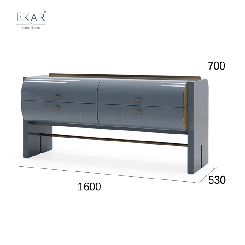 Modern Solid Wood Bedroom Dresser with Metal Accent Strips