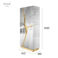 Luxury Minimalist Living Room Cabinet: Stainless Steel & Copper Base