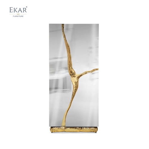 Luxury Minimalist Living Room Cabinet: Stainless Steel &amp; Copper Base