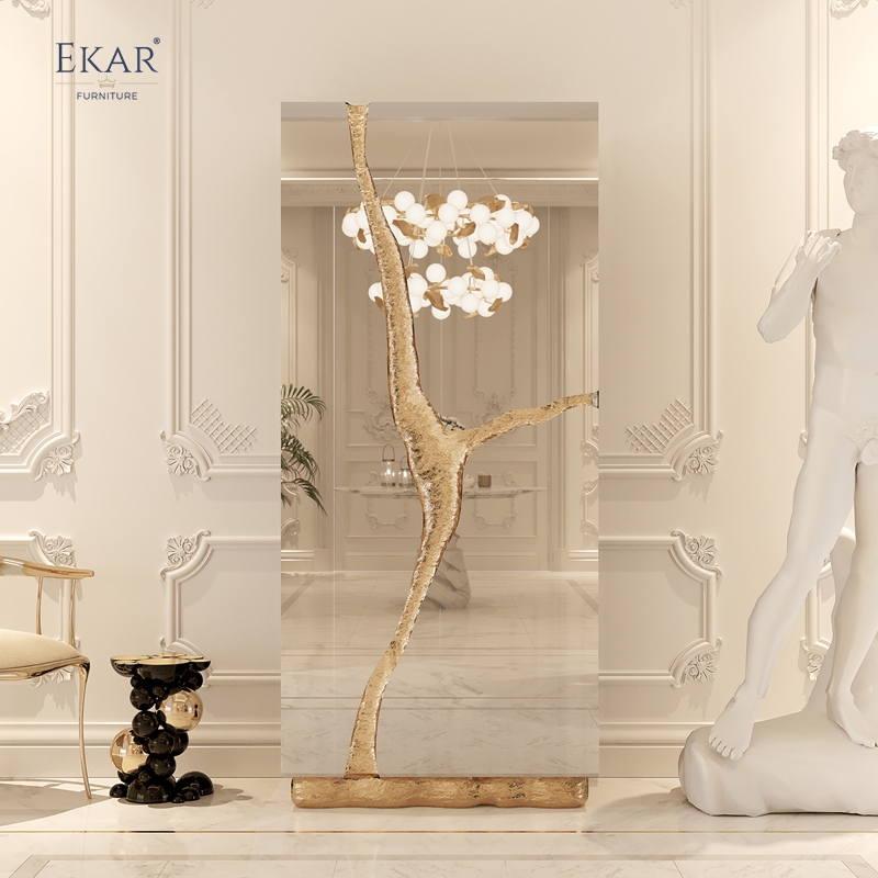 Luxury Minimalist Living Room Cabinet: Stainless Steel & Copper Base