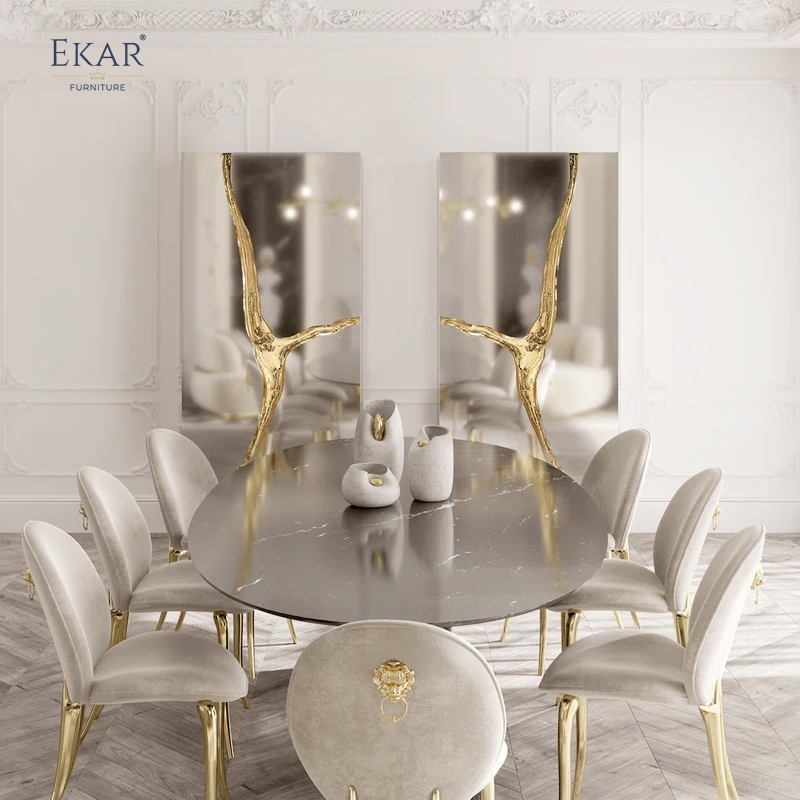 Luxury Minimalist Living Room Cabinet: Stainless Steel & Copper Base