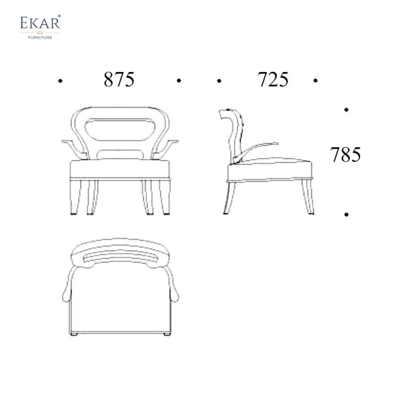 Modern brass arm plush lounge chair with openwork backrest and ergonomic support