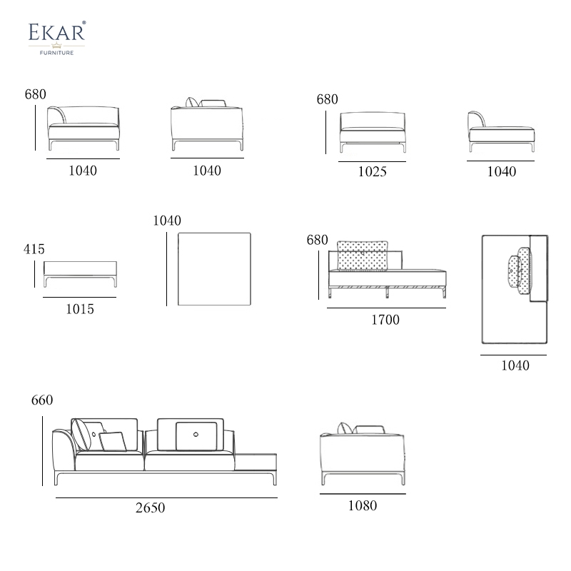 Sleek Modern Modular Fabric Sofa – Versatile Comfort for Contemporary Living