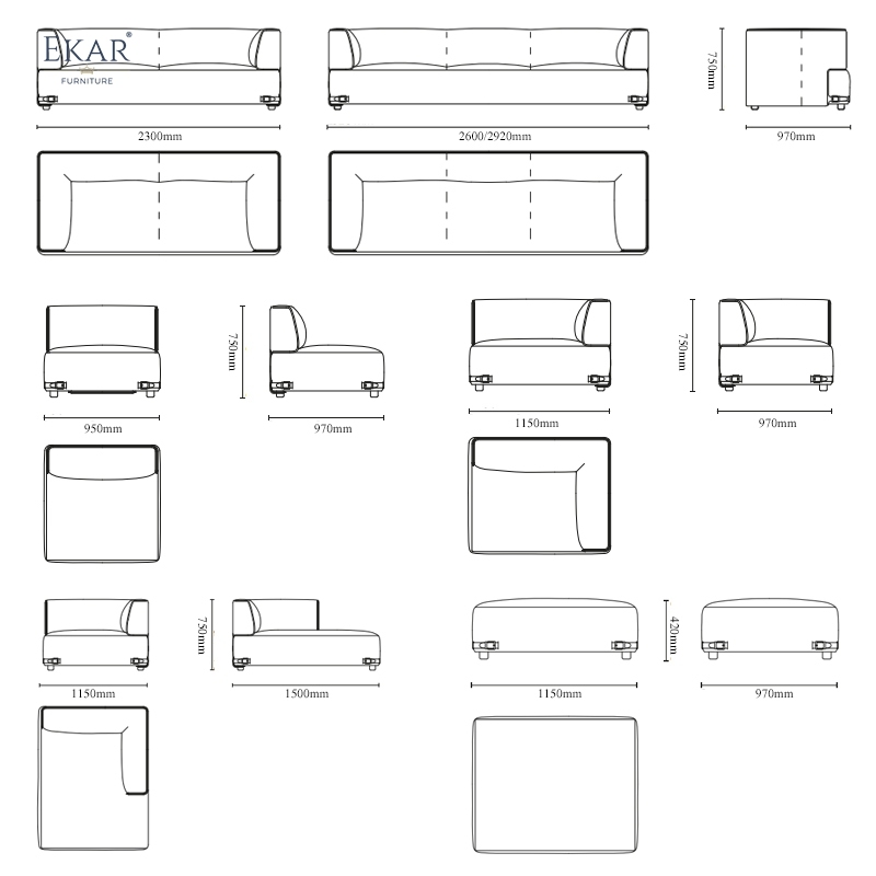 Phong cách Châu Âu hiện đại cỡ King Kích thước đệm hiện đại Giường đầu giường