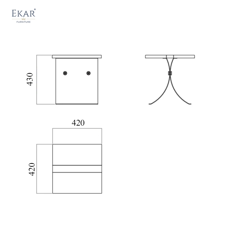 EKAR Modern Side Table with Stainless Steel Base