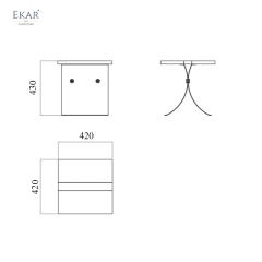 EKAR Modern Side Table with Stainless Steel Base