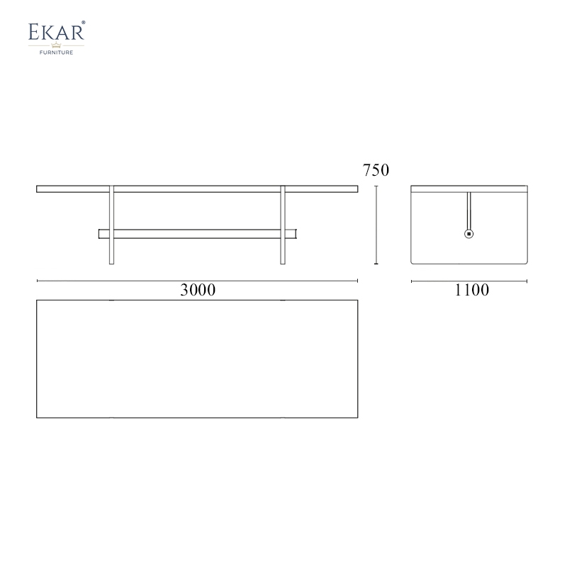 Modern Orange Rectangular Dining Table – Sleek Design with Sturdy Metal Legs