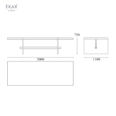 Modern Orange Rectangular Dining Table – Sleek Design with Sturdy Metal Legs