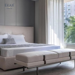 Modern Bedroom End of Bed Bench with Stainless Steel & Upholstered Fabric