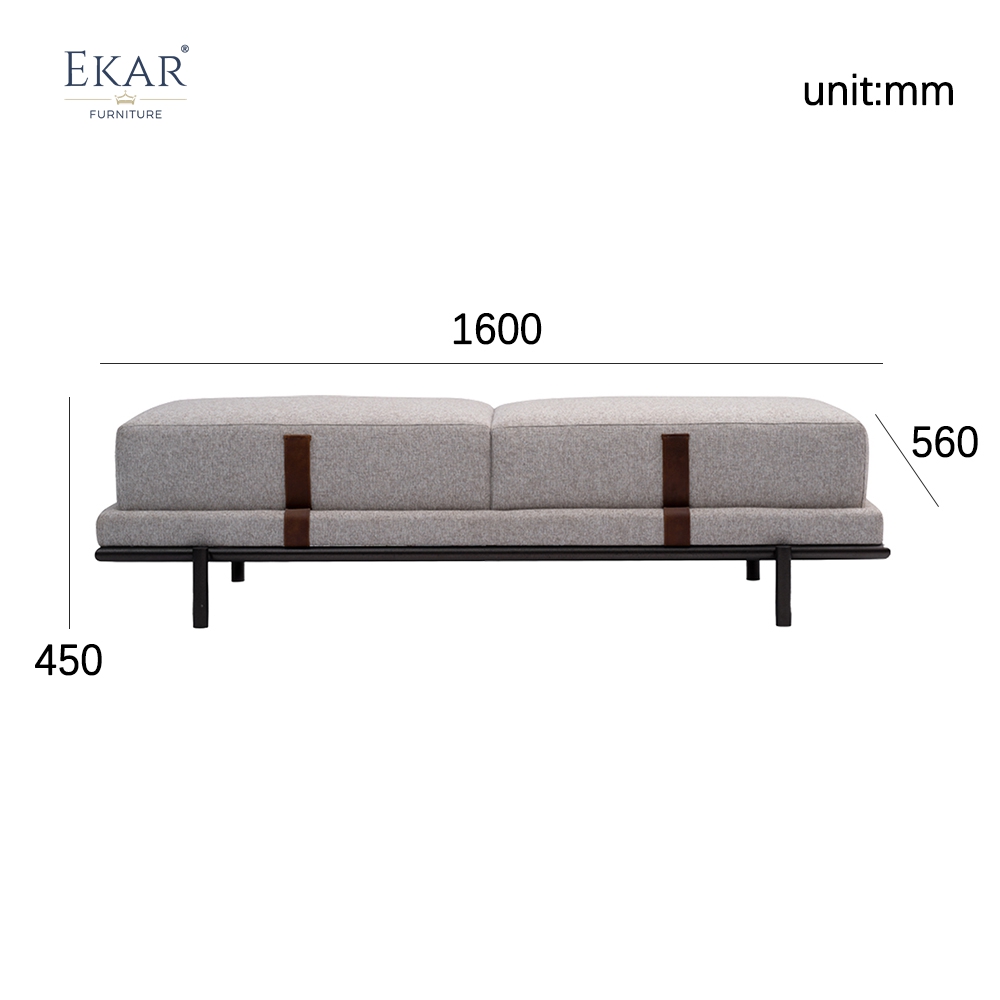 Modern Bedroom End of Bed Bench with Stainless Steel & Upholstered Fabric