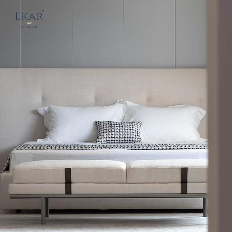 Modern Bedroom End of Bed Bench with Stainless Steel & Upholstered Fabric