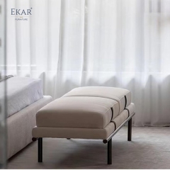 Modern Bedroom End of Bed Bench with Stainless Steel & Upholstered Fabric