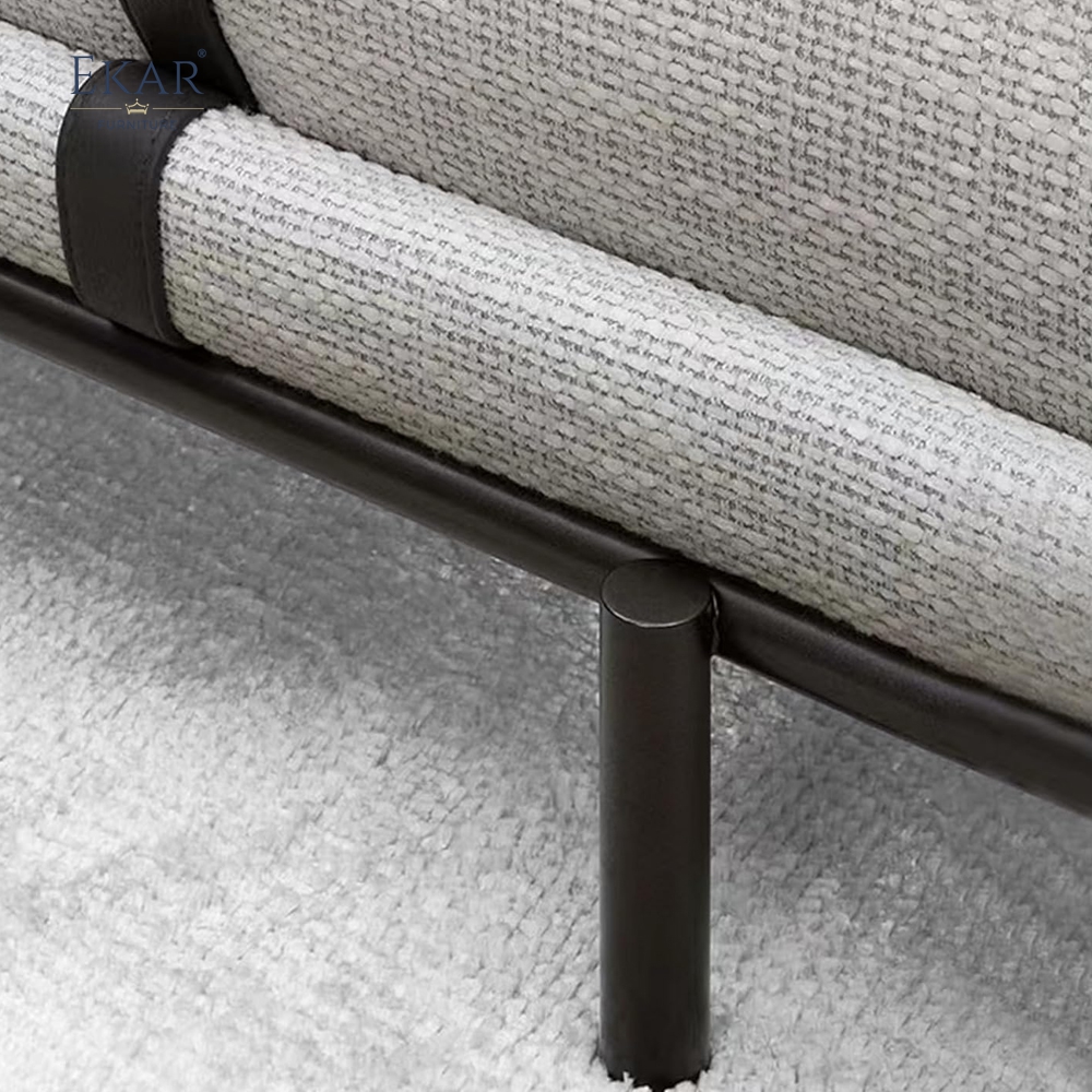 Modern Bedroom End of Bed Bench with Stainless Steel & Upholstered Fabric