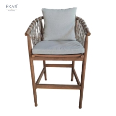 EKAR Riva Outdoor Solid Wood Bar Stool | Luxury Patio Bar Seating for Balconies & Gardens
