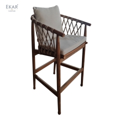 EKAR Riva Outdoor Solid Wood Bar Stool | Luxury Patio Bar Seating for Balconies & Gardens