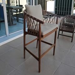 EKAR Riva Outdoor Solid Wood Bar Stool | Luxury Patio Bar Seating for Balconies & Gardens