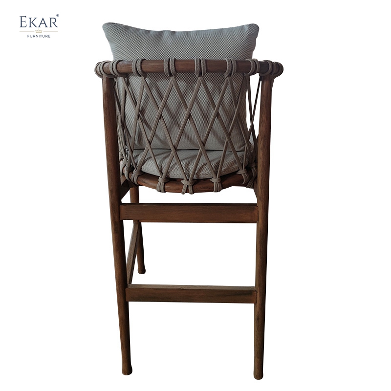 EKAR Riva Outdoor Solid Wood Bar Stool | Luxury Patio Bar Seating for Balconies & Gardens