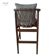 EKAR Riva Outdoor Solid Wood Bar Stool | Luxury Patio Bar Seating for Balconies & Gardens