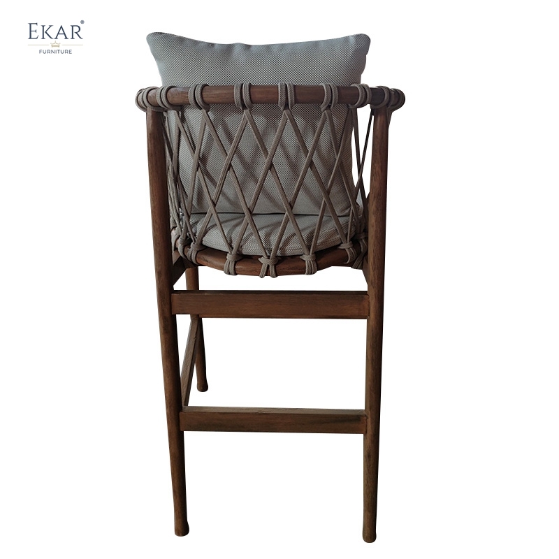 EKAR Riva Outdoor Solid Wood Bar Stool | Luxury Patio Bar Seating for Balconies & Gardens