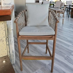 EKAR Riva Outdoor Solid Wood Bar Stool | Luxury Patio Bar Seating for Balconies & Gardens