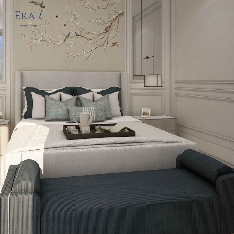 Modern Fabric Bedroom Bench with Armrests for End of Bed