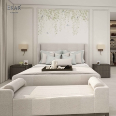 Modern Fabric Bedroom Bench with Armrests for End of Bed