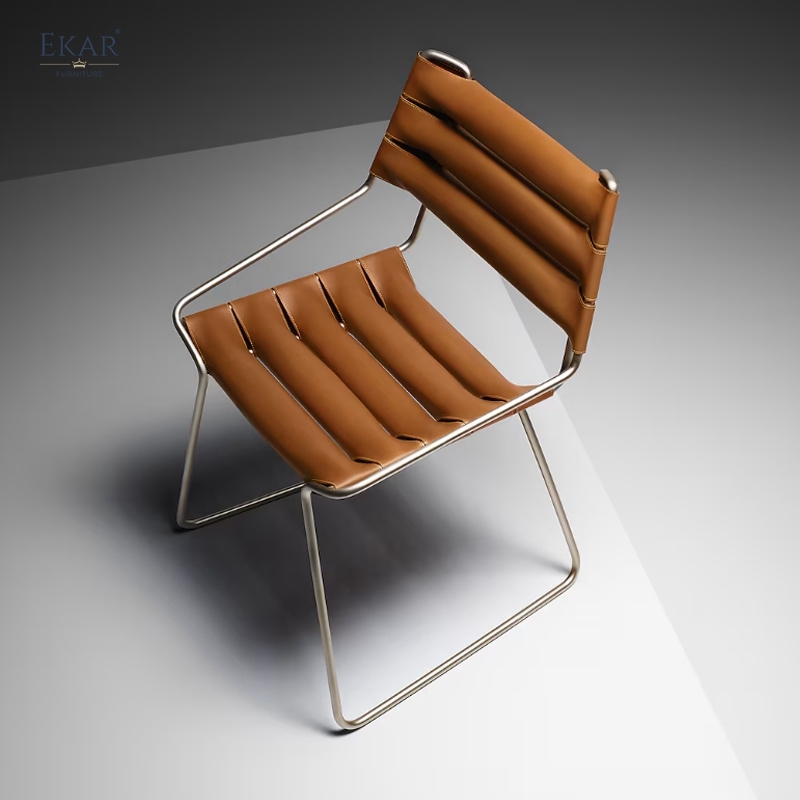 EKAR Vela Dining Chair | Top-Luxury Genuine Leather Cushion Dining Chair