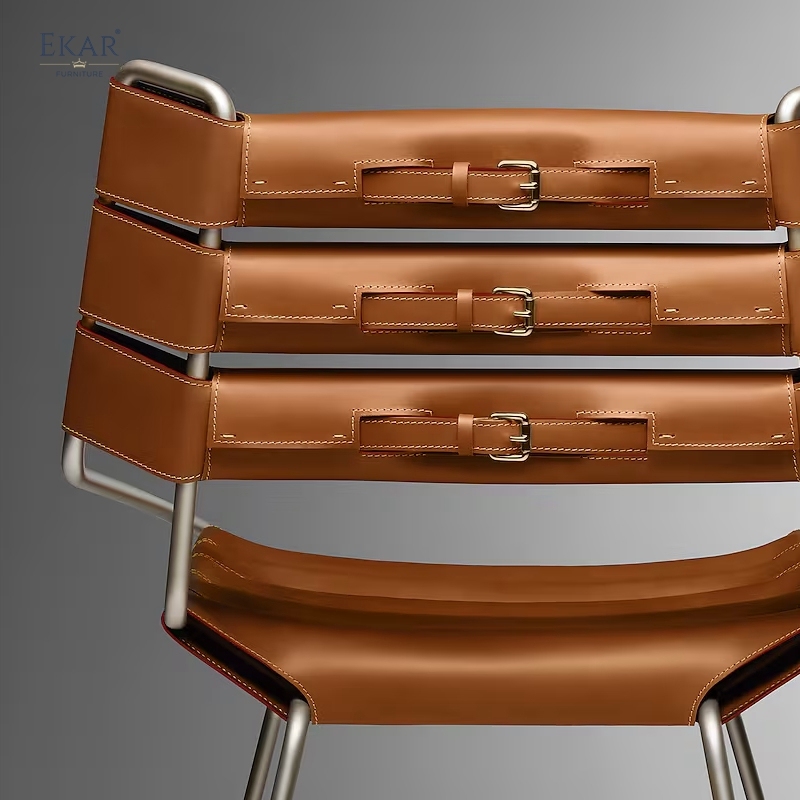 EKAR Vela Dining Chair | Top-Luxury Genuine Leather Cushion Dining Chair