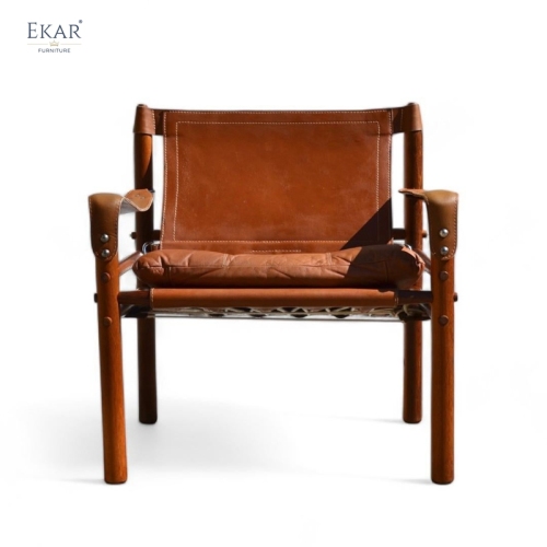 EKAR Voss Lounge Chair | Top-Luxury Genuine Leather Scandinavian-Style High-Back Chair