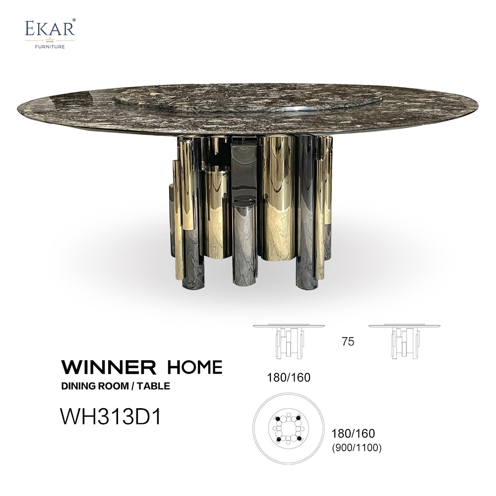 Restaurant marble crystal steel leg dining table