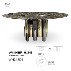 Restaurant marble crystal steel leg dining table