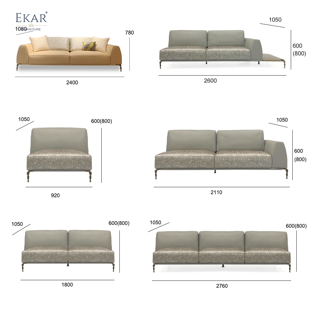 Snake corner modern design art style sofa with cast copper legs