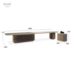 EKAR Modern Luxury Asymmetrical Executive Conference Table with Integrated Tea Station & Mixed Material Finish