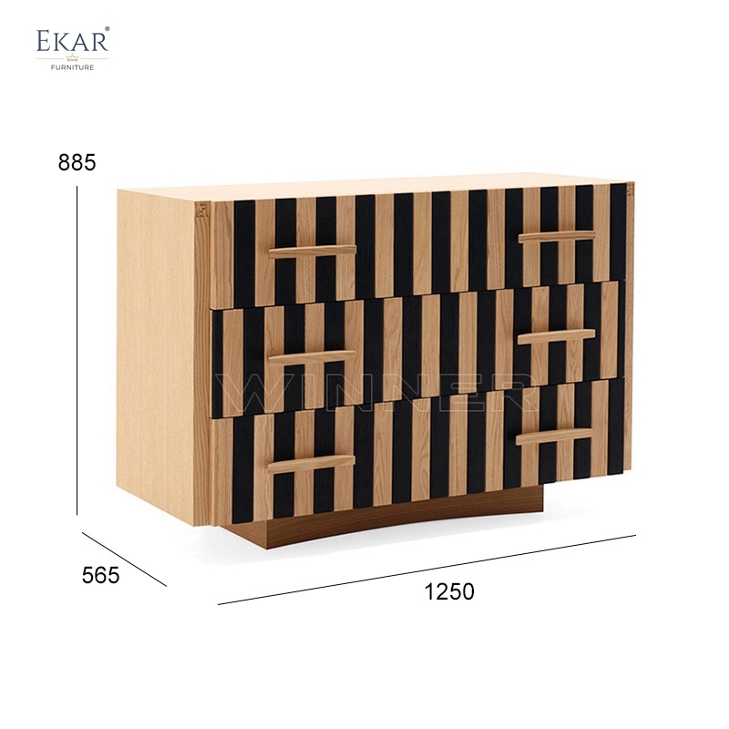 Modern Asymmetrical Stripe Hallway Cabinet – Unique Design with Ample Storage