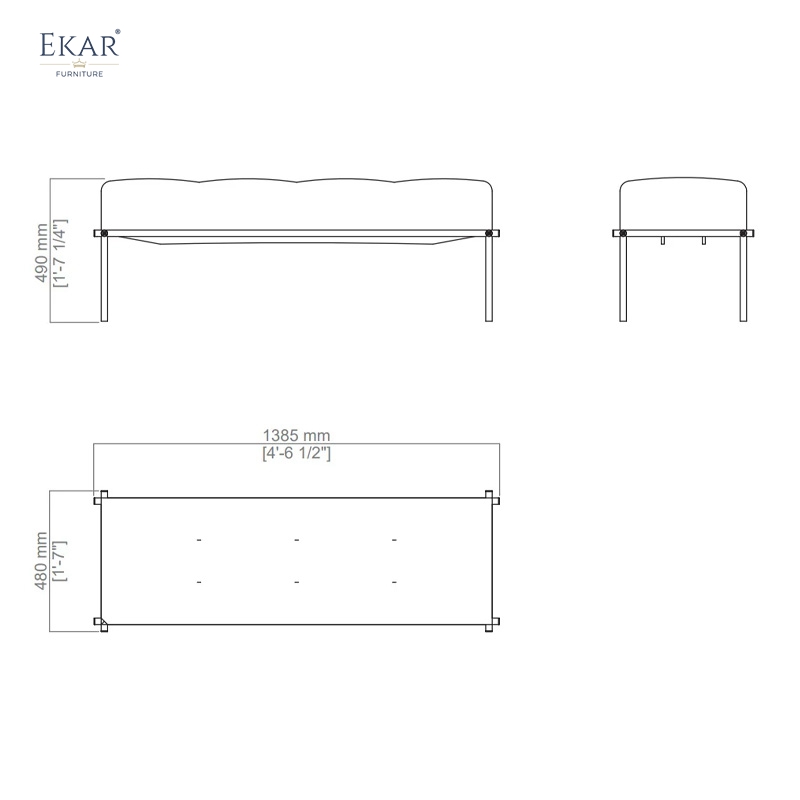 EKAR Sterling Regency Bench – Modern Luxury End-of-Bed Ottoman