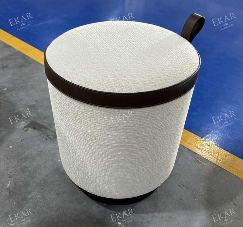 EKAR Veda Sculpted Ottoman – Modern Metal Accent Stool