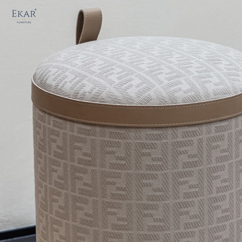 EKAR Veda Sculpted Ottoman – Modern Metal Accent Stool