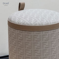 EKAR Veda Sculpted Ottoman – Modern Metal Accent Stool