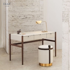EKAR Veda Sculpted Ottoman – Modern Metal Accent Stool