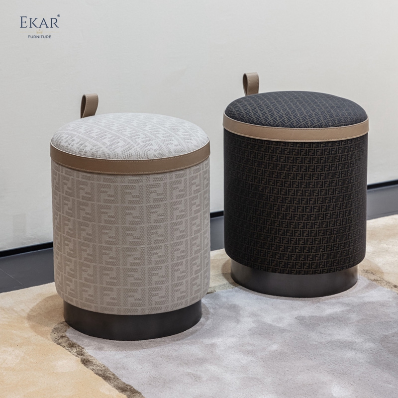 EKAR Veda Sculpted Ottoman – Modern Metal Accent Stool