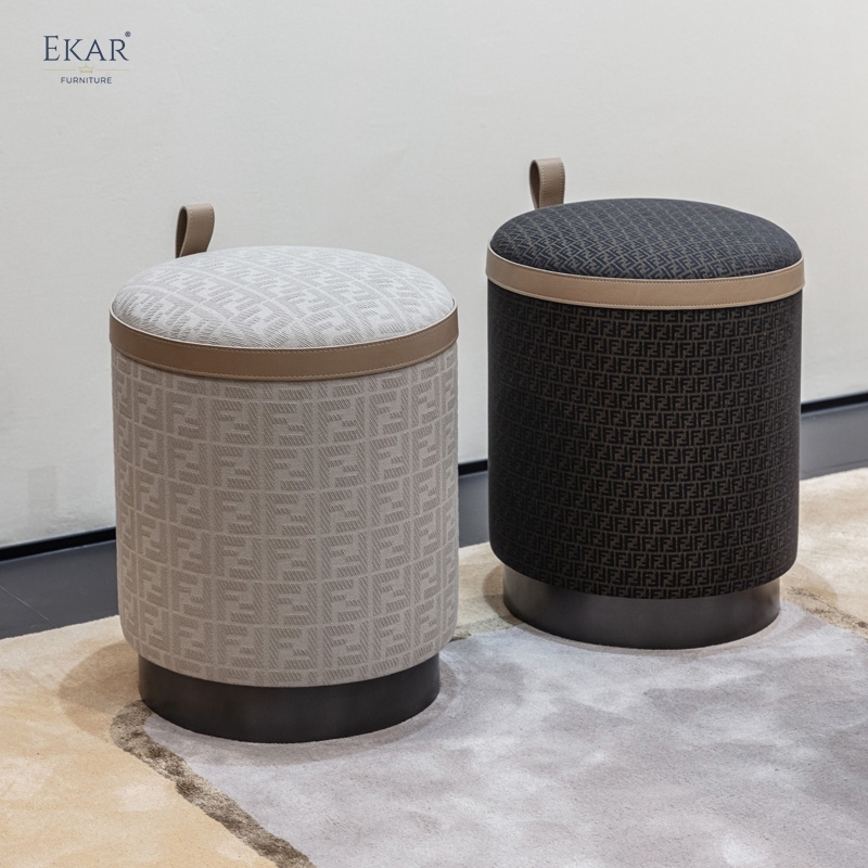 EKAR Veda Sculpted Ottoman – Modern Metal Accent Stool