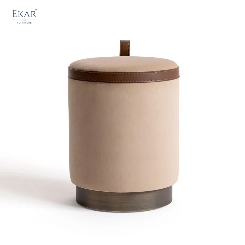 EKAR Veda Sculpted Ottoman – Modern Metal Accent Stool