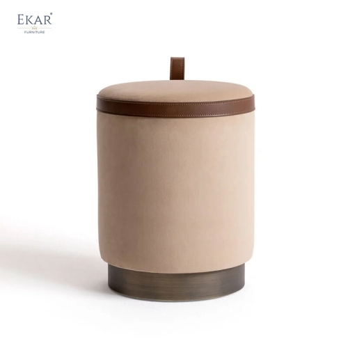 EKAR Veda Sculpted Ottoman – Modern Metal Accent Stool