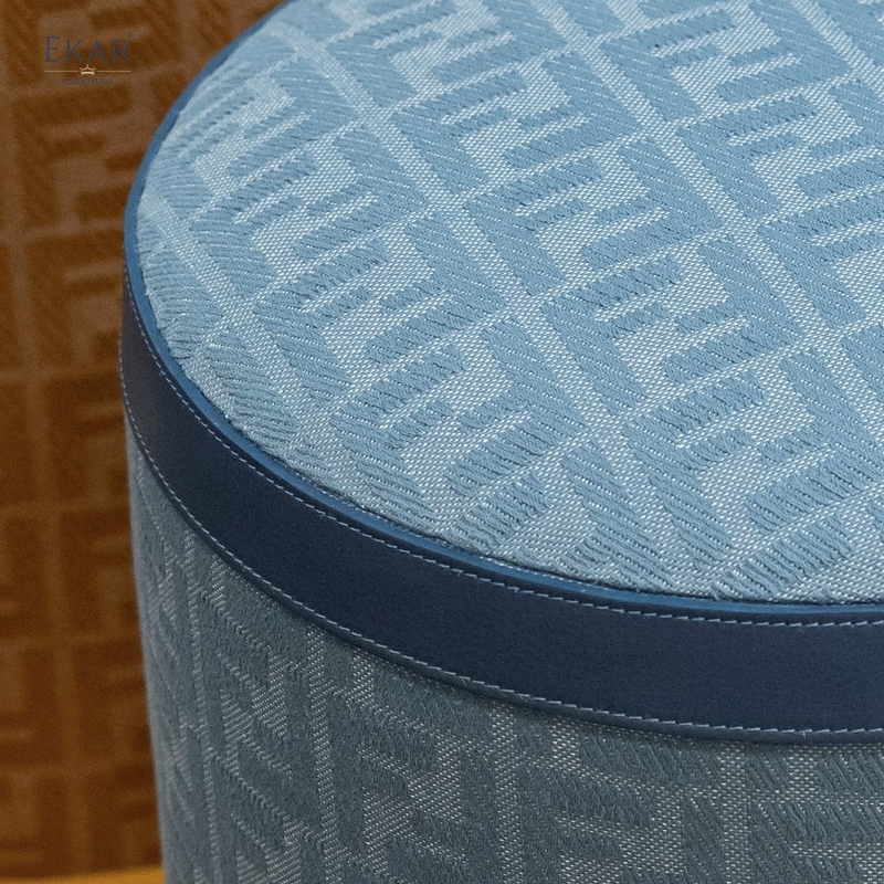 EKAR Veda Sculpted Ottoman – Modern Metal Accent Stool