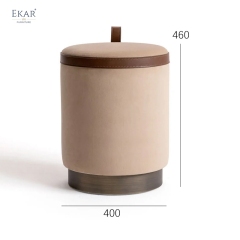 EKAR Veda Sculpted Ottoman – Modern Metal Accent Stool